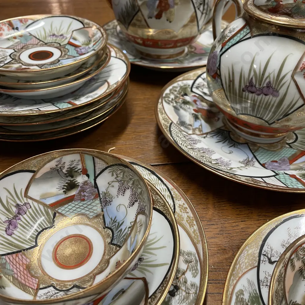 Antique Japanese Kutani Egg Shell Porcelain Part Teaset. Marked as shown Image 1++