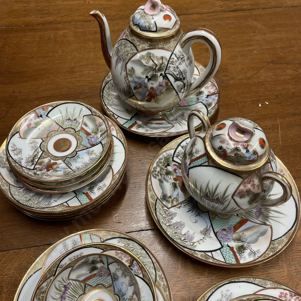 Antique Japanese Kutani Egg Shell Porcelain Part Teaset. Marked as shown Image 1++