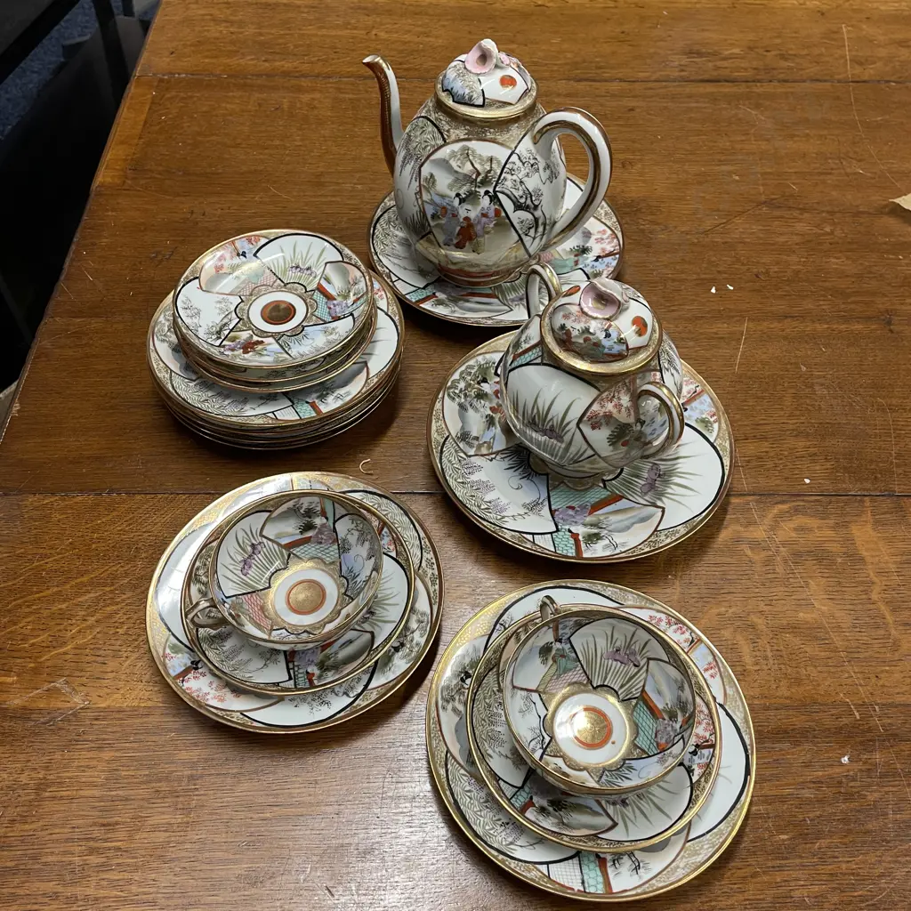 Antique Japanese Kutani Egg Shell Porcelain Part Teaset. Marked as shown Image 1++