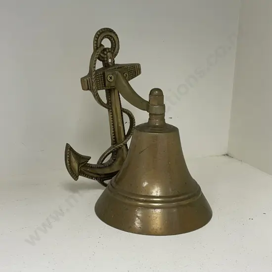 Vintage Brass Wall hung Bell on Anchor Mount