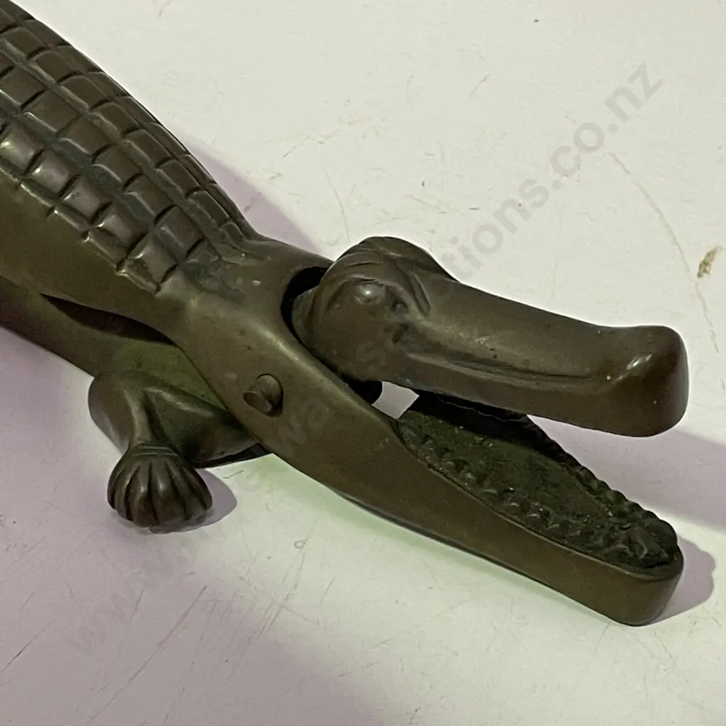 Vintage Solid Brass Crocodile Nut Cracker. L36cm Image 1++