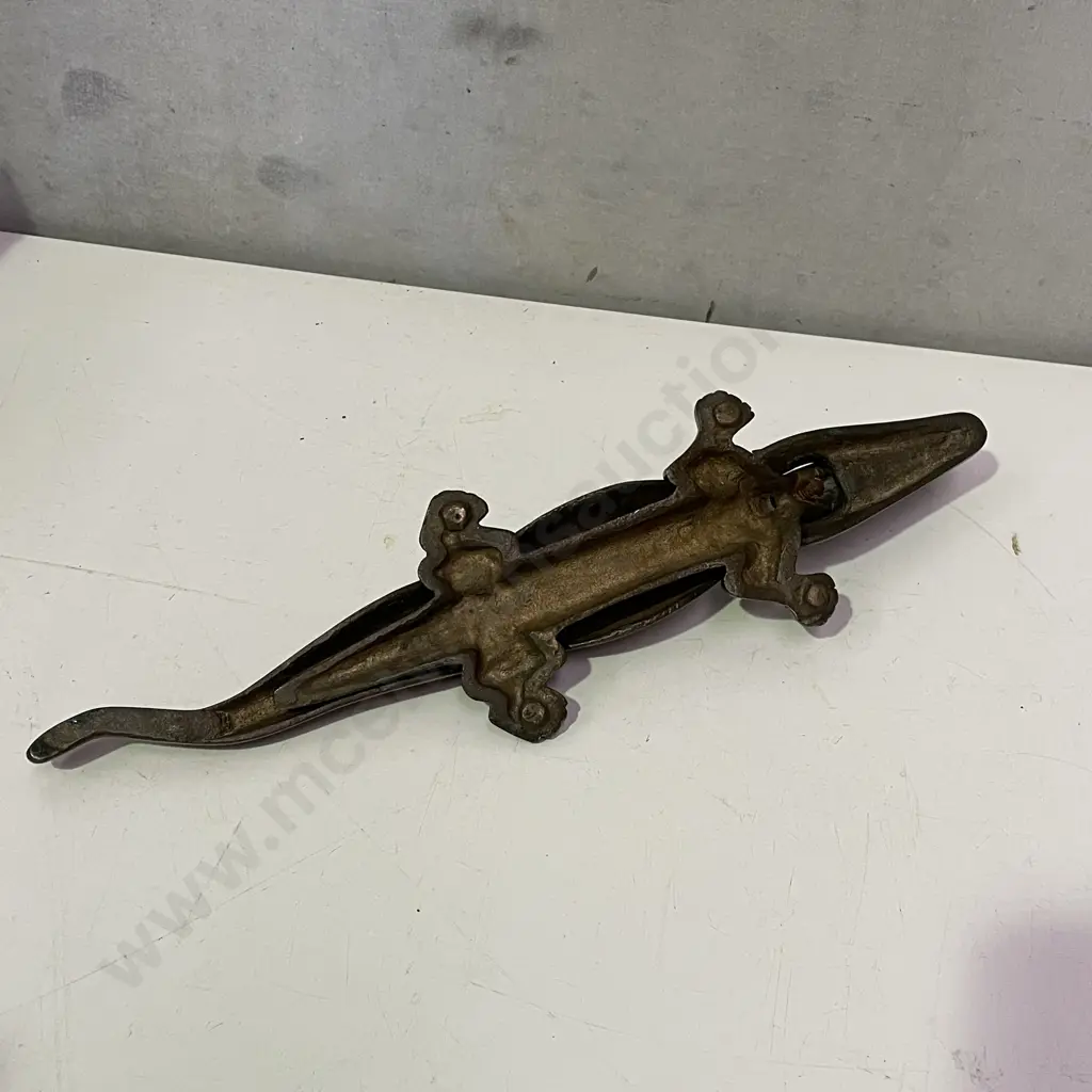 Vintage Solid Brass Crocodile Nut Cracker. L36cm Image 1++