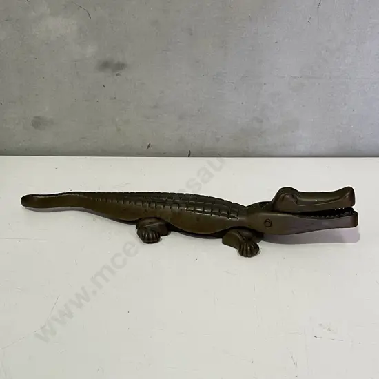 Vintage Solid Brass Crocodile Nut Cracker. L36cm