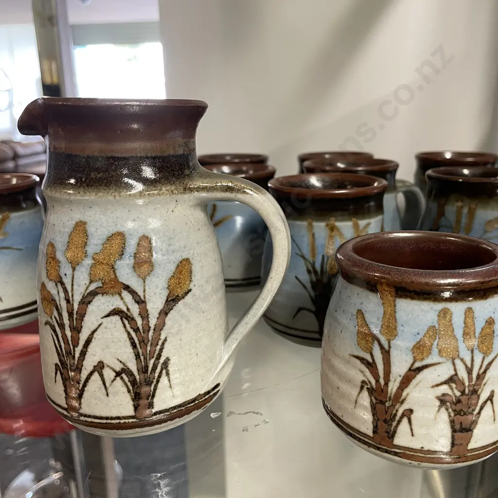 Bruce Lissant-Clayton Pottery Mugs x 11 with Jug and Sugar Bowl Image 1++
