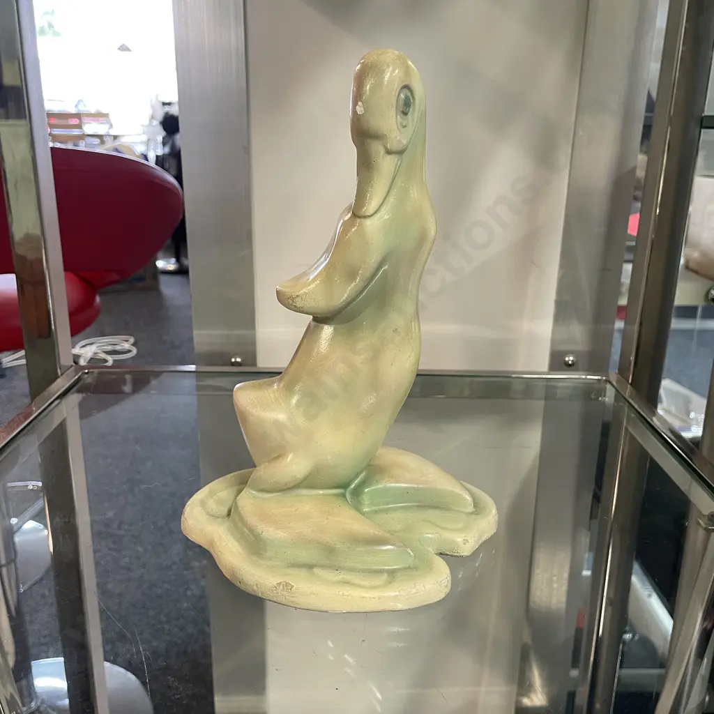 Vintage Glazed Chalkware Duck Figurine. H22cm Image 1++
