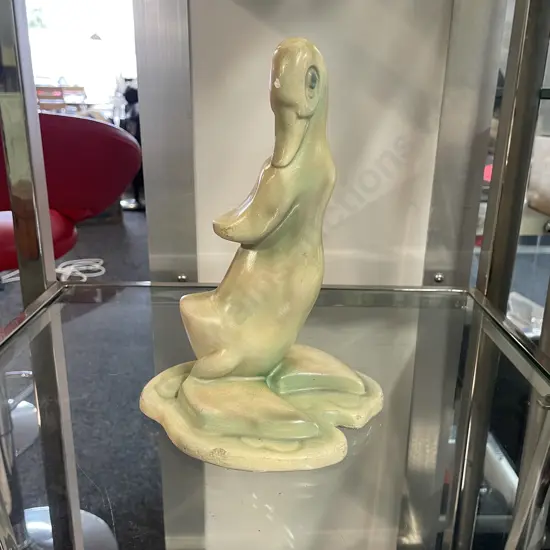 Vintage Glazed Chalkware Duck Figurine. H22cm