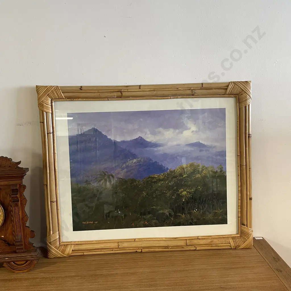 Cane Framed and Glaxed Alan Waite "Falevao 1987" Print. 82 x 65cm Image 1++