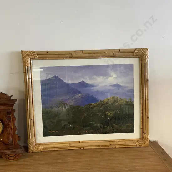 Cane Framed and Glaxed Alan Waite "Falevao 1987" Print. 82 x 65cm