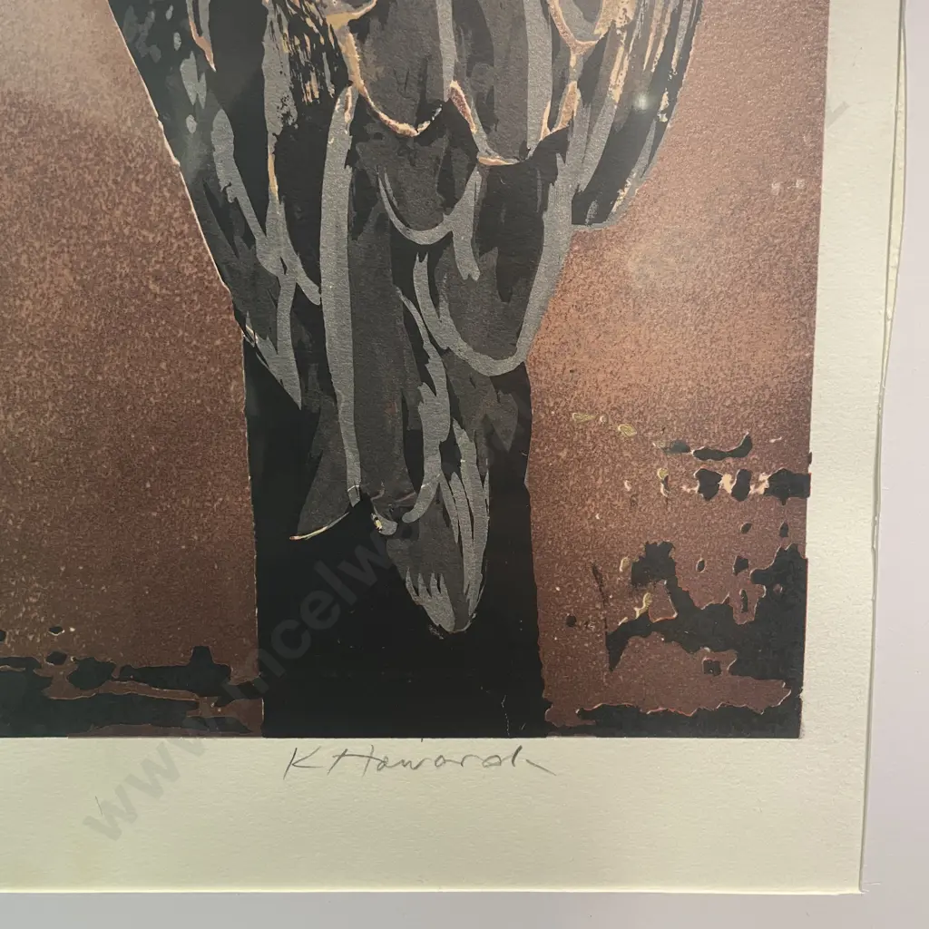 Framed K. Howard Signed "Lone Eagle Landscape" Artwork. 87 x 62cm Image 1++