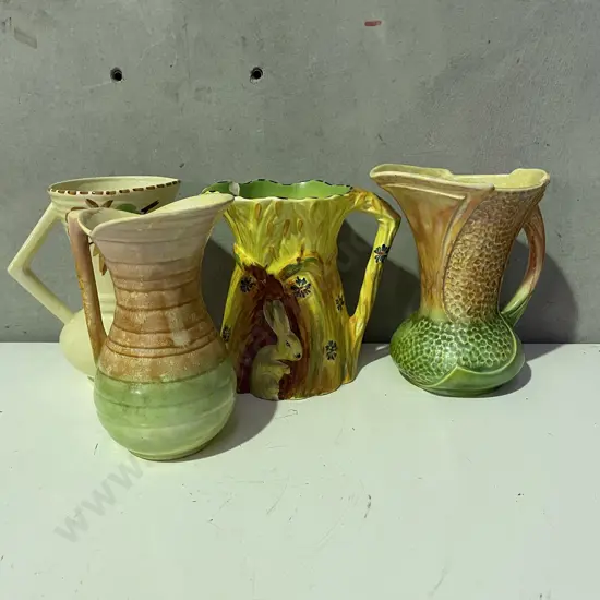Collectable English Jugs including Burleigh Ware Rabbit Jug (af as shown)