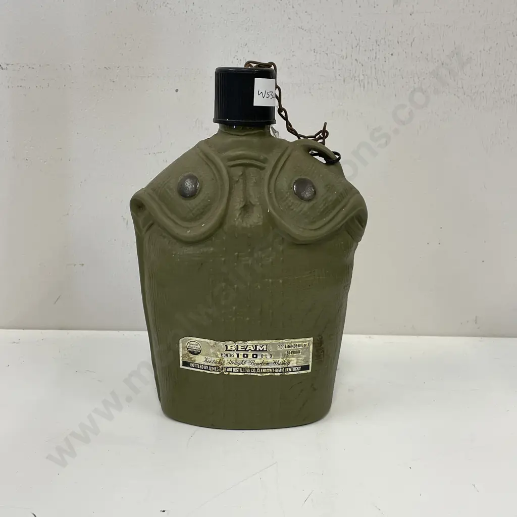 Vintage Jim Beam Whiskey Army Decanter Image 1++