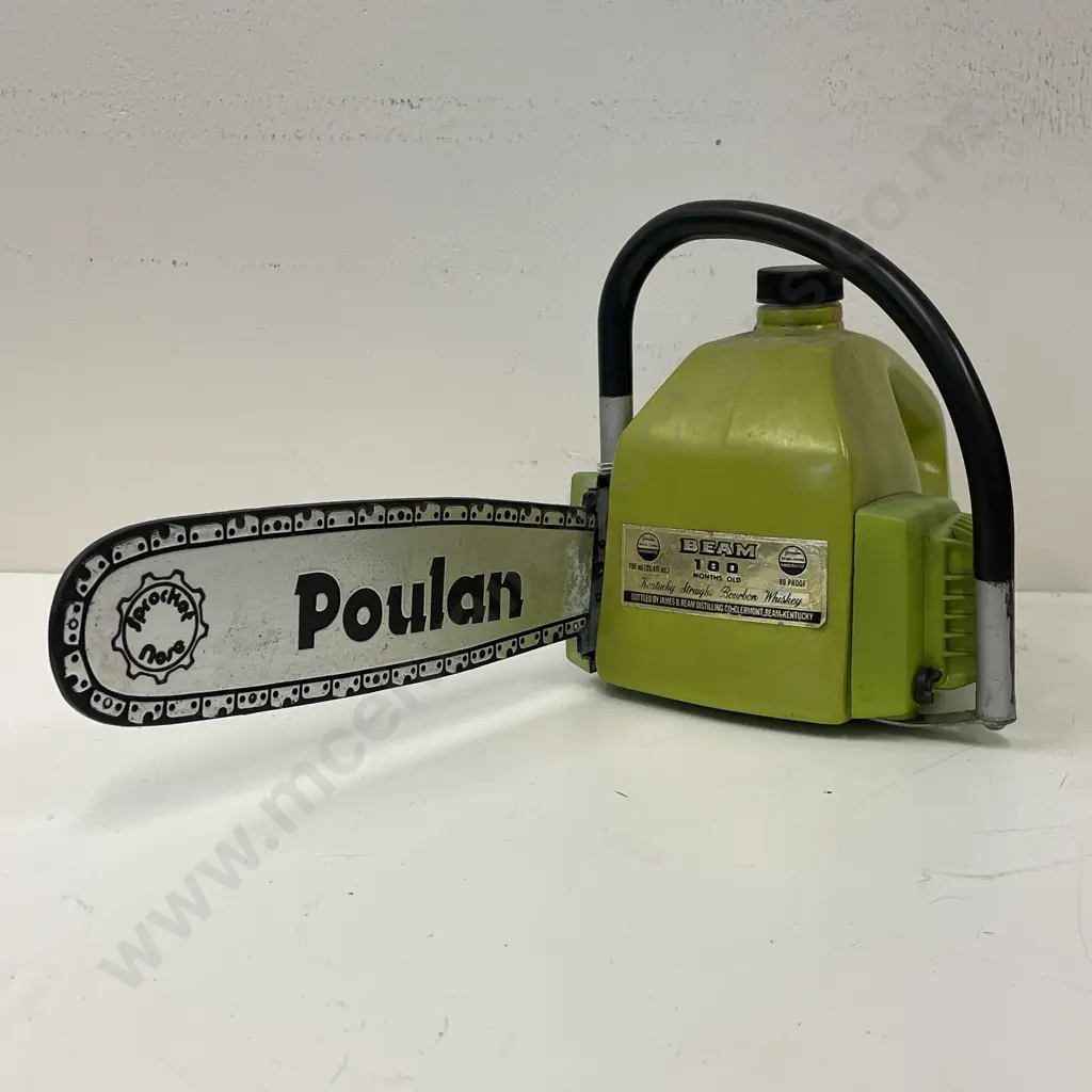 Vintage Jim Beam Whiskey Poulan Chainsaw Decanter Image 1++