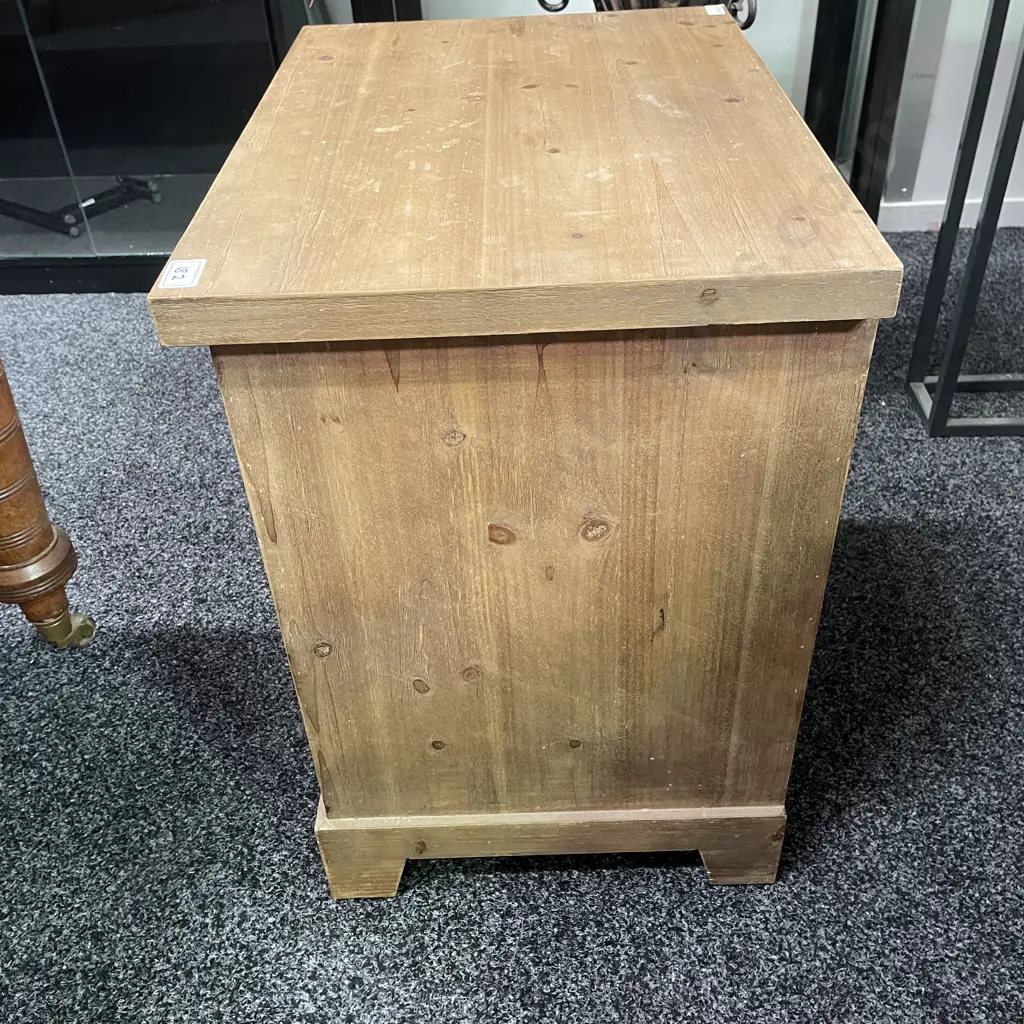 Wooden 2 Drawer Bedside Cabinet with Incised Tree Decoration Image 1++