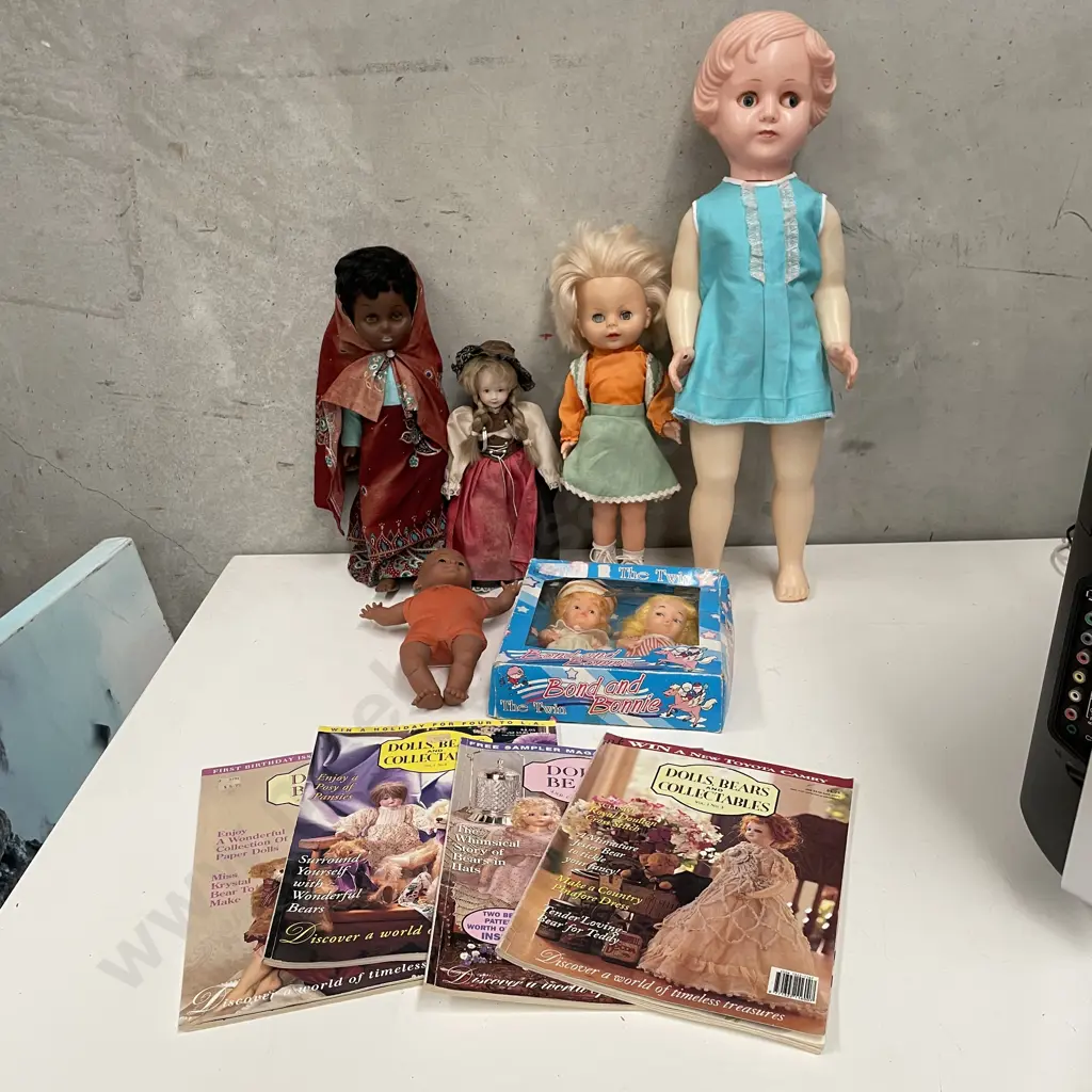 Assorted Dolls with collection of Dolls, Bears and Collectables Magazines DONATED Image 1++