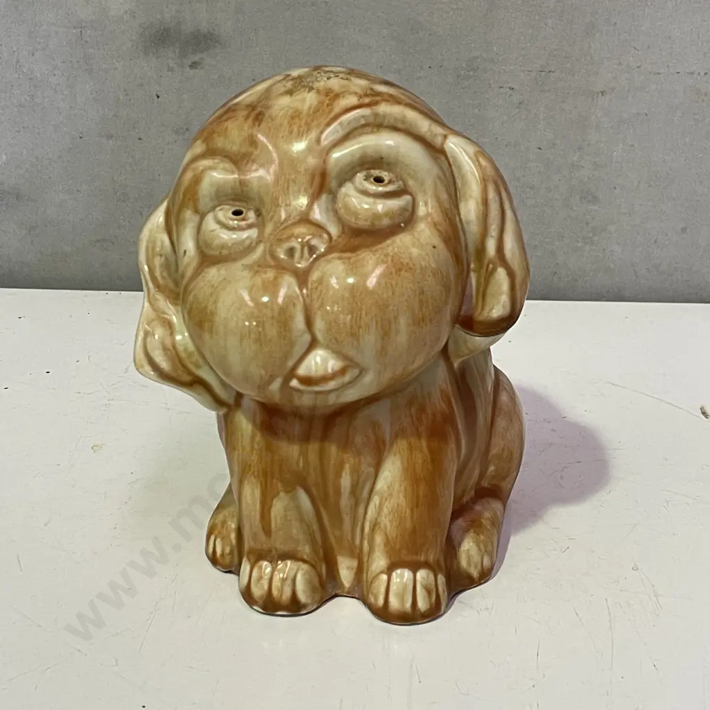 Vintage Ceramic Drizzle Honey Glazed Dog Figurine. H16cm Image 1++