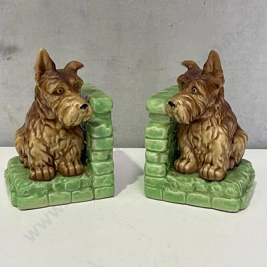 Pair Vintage Handpainted Scottie Dog Bookends. (one af as shown) Image 1++