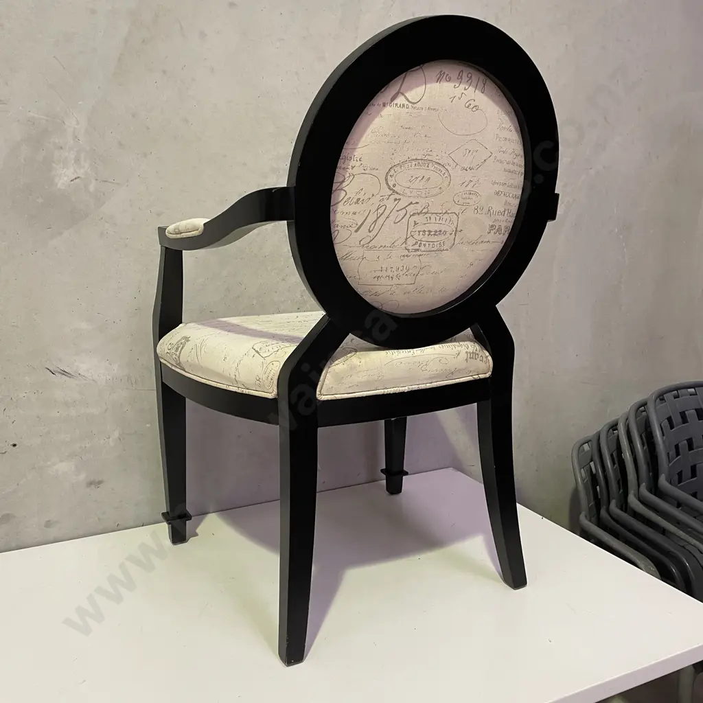 French Louis Style Arm Chair. Wide framed seat. French style fabric. H100 W62 D60cm Image 1++