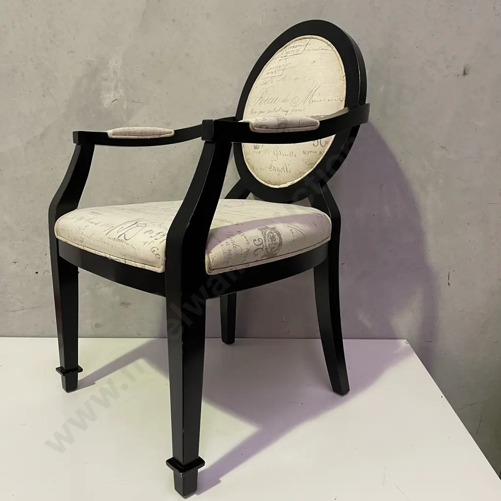 French Louis Style Arm Chair. Wide framed seat. French style fabric. H100 W62 D60cm Image 1++