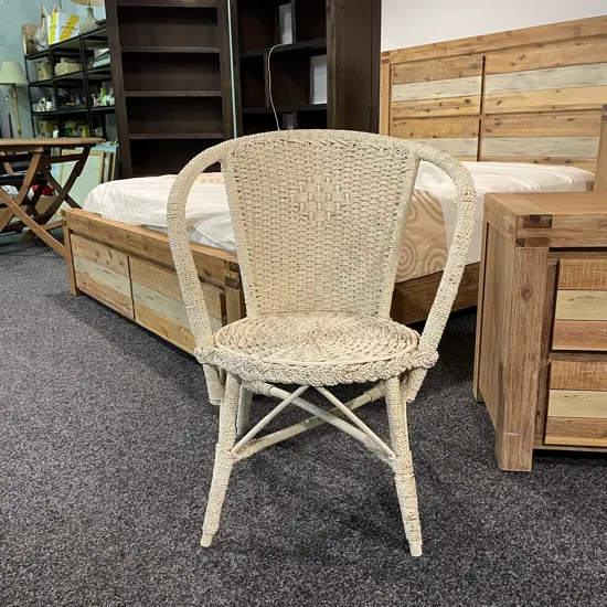 Vintage White painted Seagrass Bedroom Chair