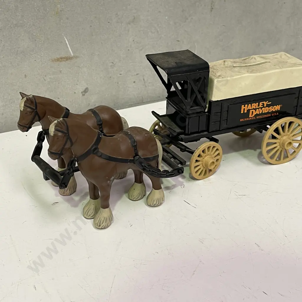 Vintage Harley Davidson Horse and Cart with Pig Money Box Image 1++