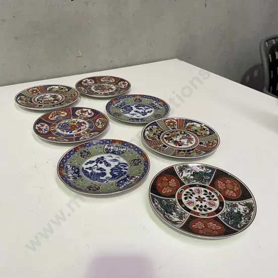 Japanese Set of 7 Decorative Handpainted Plates Dia16cm