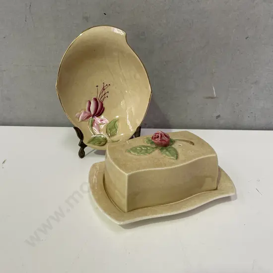 Royal Winton Rare Colour Butter dish and bowl