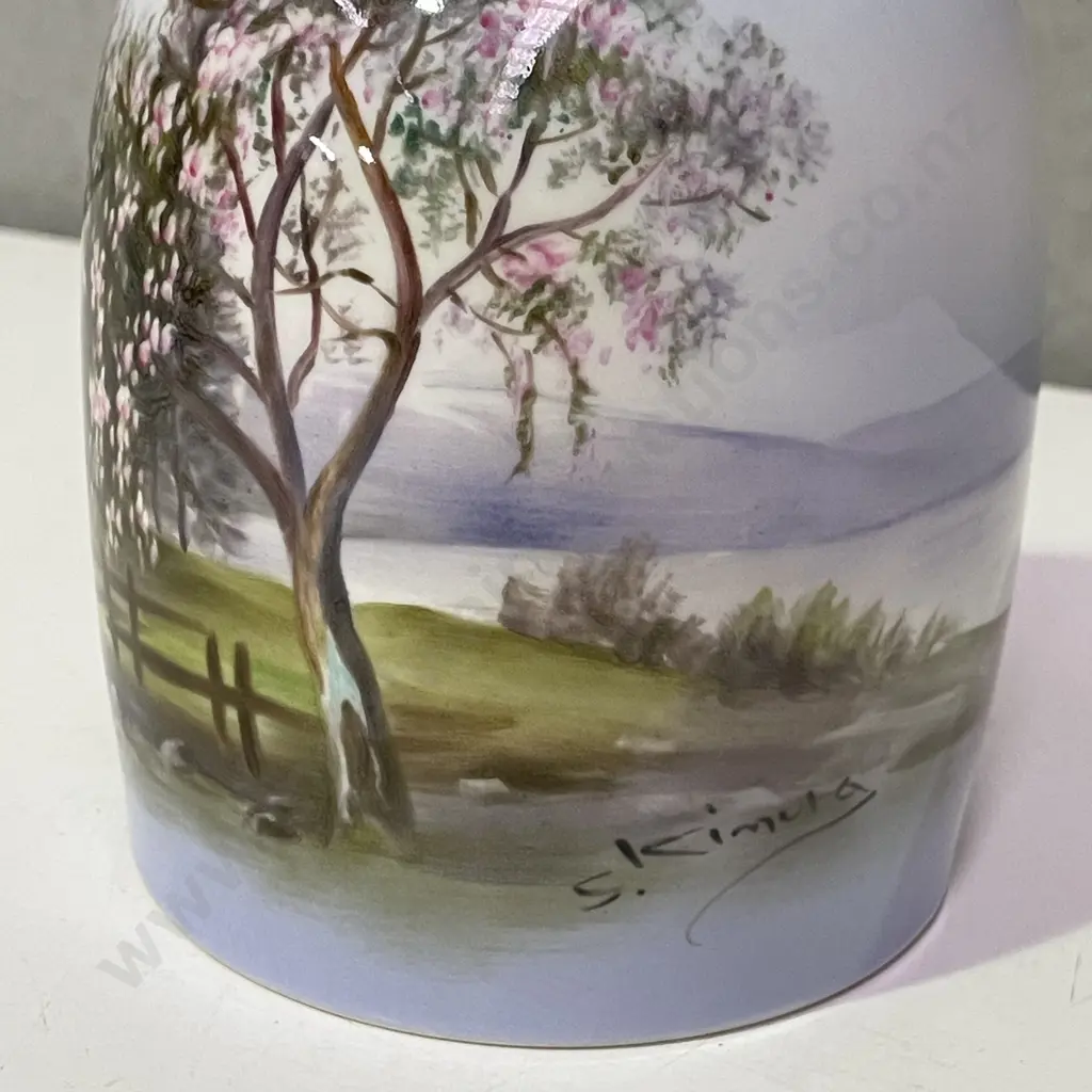 Vintage Handpainted Noritake Vase. Signed S. Kimura? H13cm Image 1++
