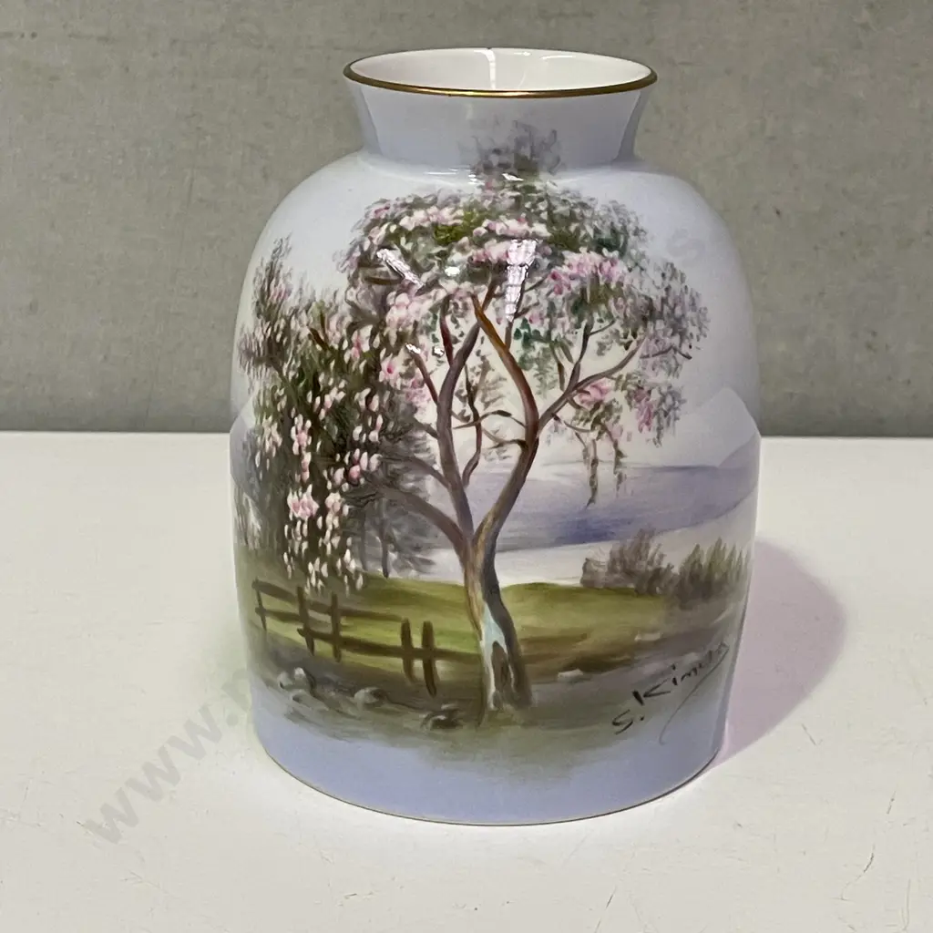 Vintage Handpainted Noritake Vase. Signed S. Kimura? H13cm Image 1++