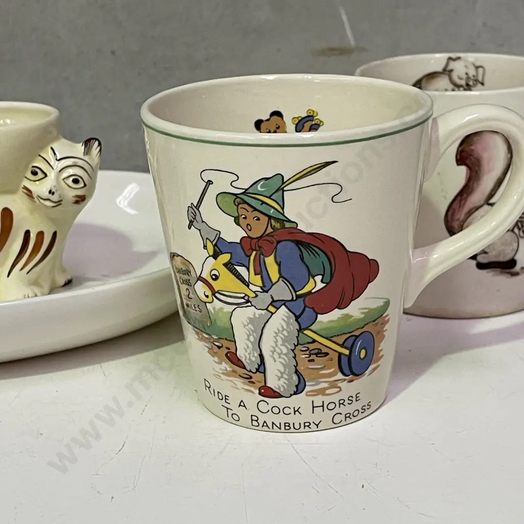Kelston Potteries, NZ Nursery Time Mug with Johnson Bros Playtime Mug etc Image 1++