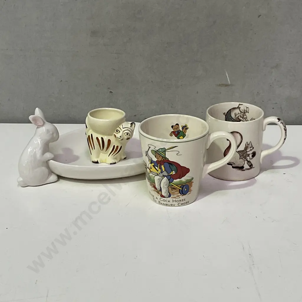 Kelston Potteries, NZ Nursery Time Mug with Johnson Bros Playtime Mug etc Image 1++