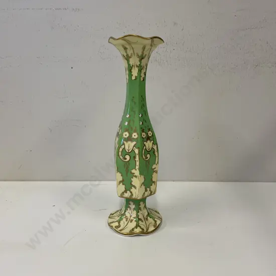 C1850's Ridgways Handpainted and Gilded Slender Vase. H23cm