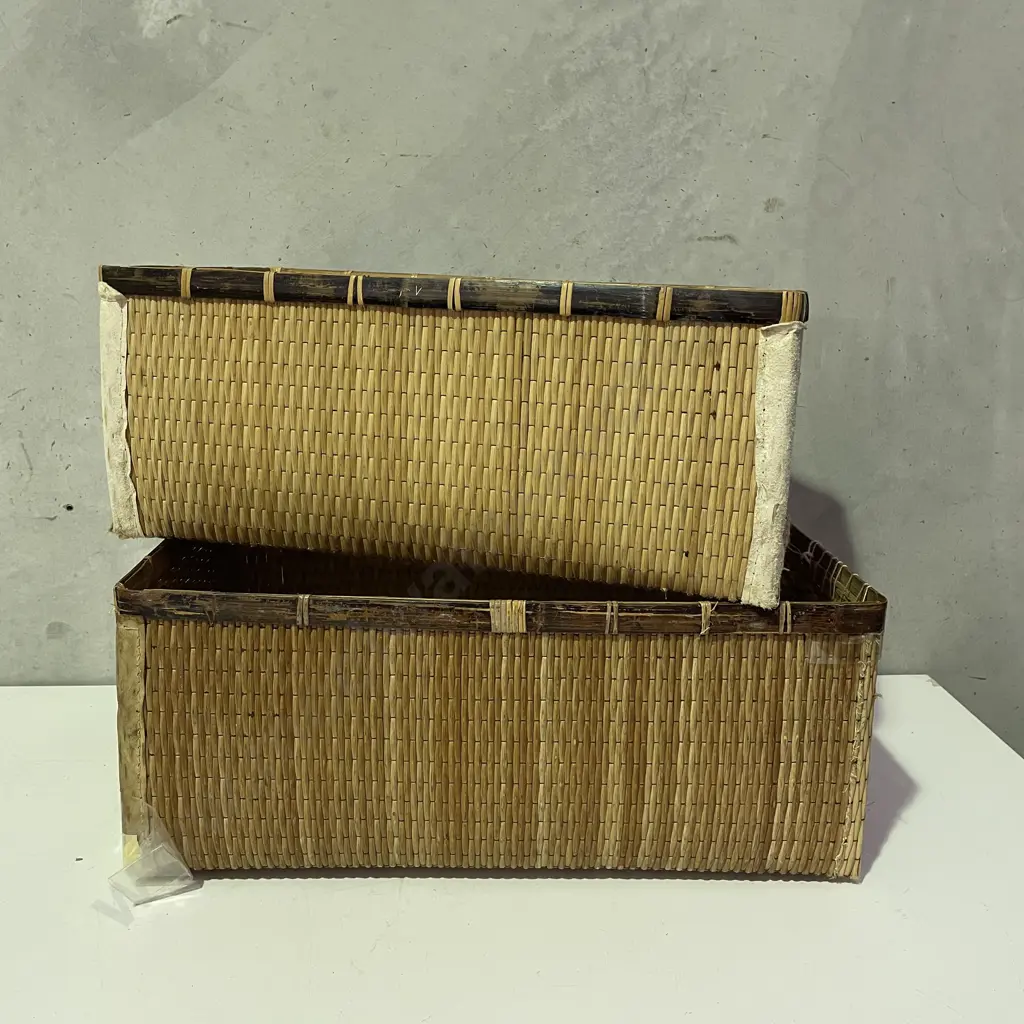 Pair of Rectangular Woven Baskets. H25cm, 61 x 33cm Image 1++