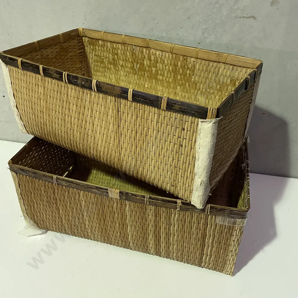 Pair of Rectangular Woven Baskets. H25cm, 61 x 33cm Image 1++