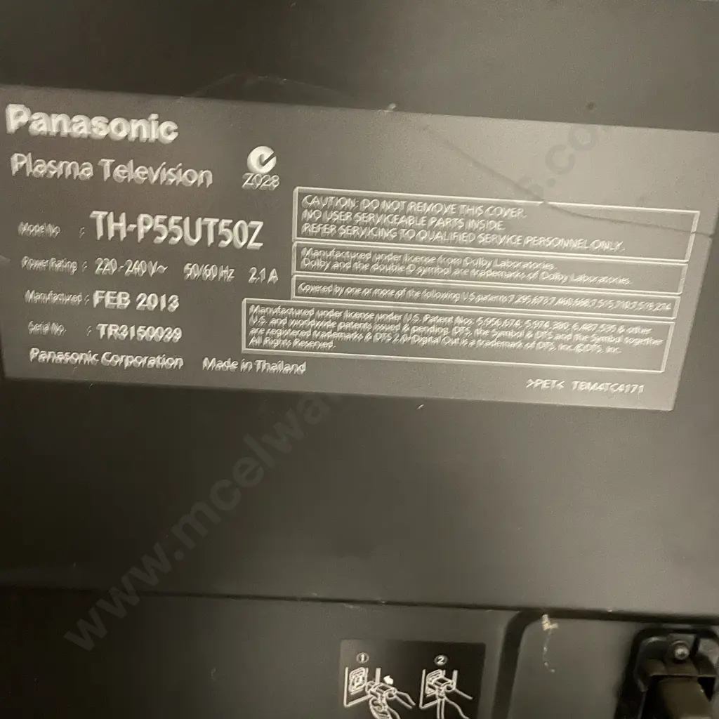 Panasonic Viera TH-P55UT50Z Plasma TV - Great Working Condition. Image 1++