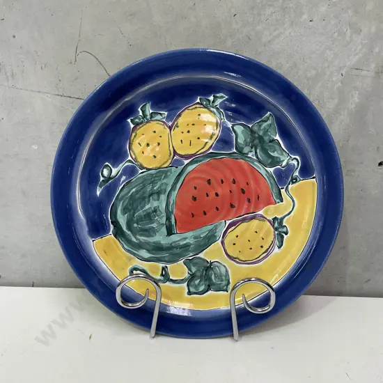 Large Morris and James handpainted Art Pottery Platter. Dia40cm