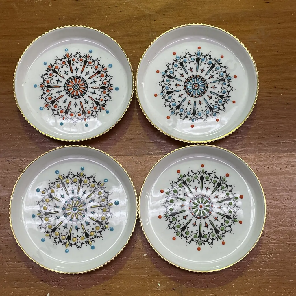 Royal Worcester Handpainted and Enamelled Porcelain Coaster Set Image 1++