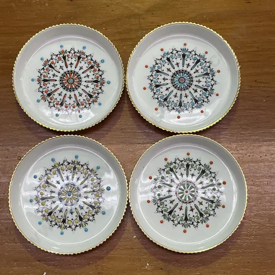 Royal Worcester Handpainted and Enamelled Porcelain Coaster Set