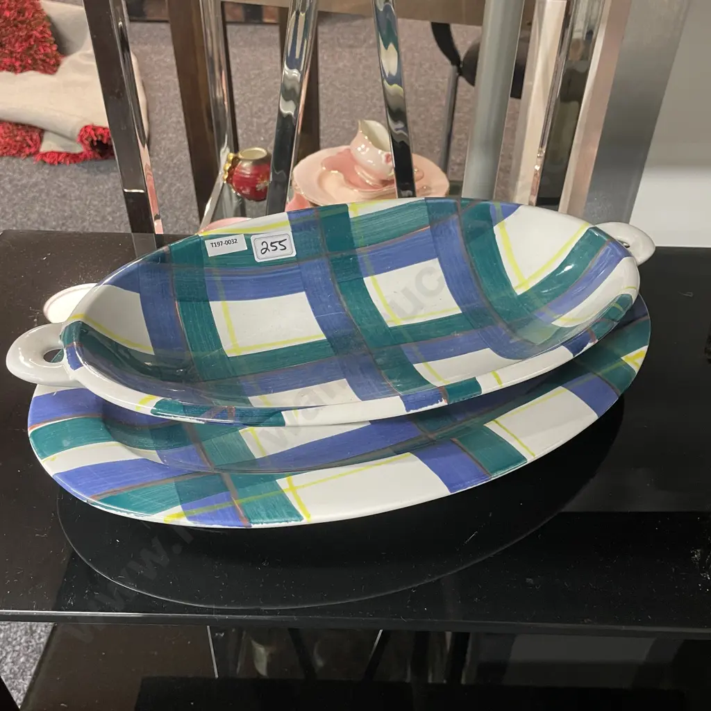 Temuka Large Platter and two handled Serving Bowl Image 1++