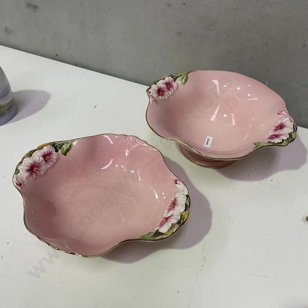Royal Winton Pink Petunia Footed Bowl with two handled Bowl Largest H10 Dia26cm Image 1++