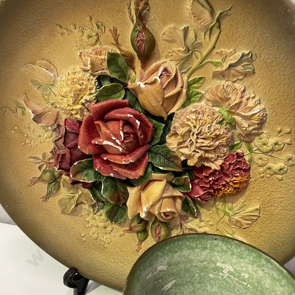 Vintage Bossoms Rose Charger with Handpainted English Vase Image 1++
