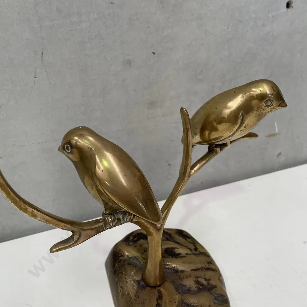Vintage Brass Birds on a Tree Ornament. H23cm Image 1++