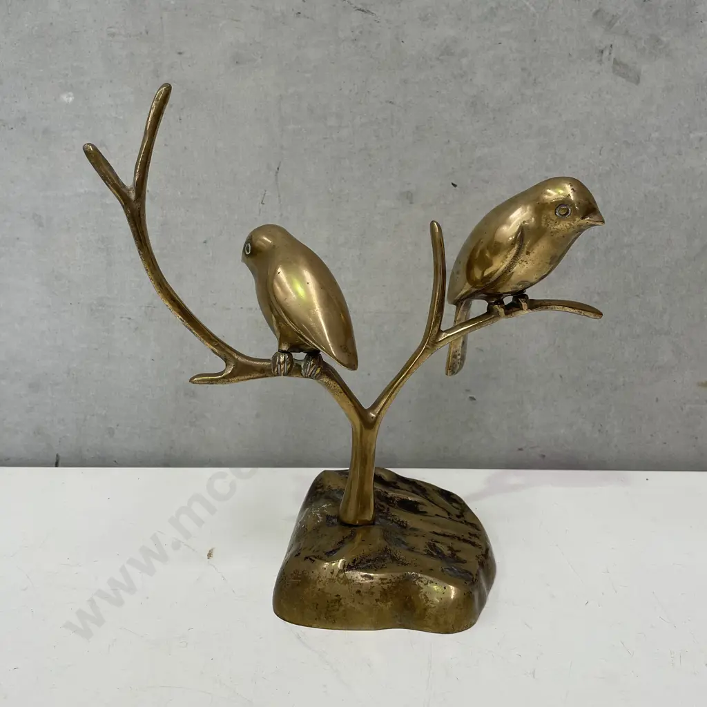 Vintage Brass Birds on a Tree Ornament. H23cm Image 1++
