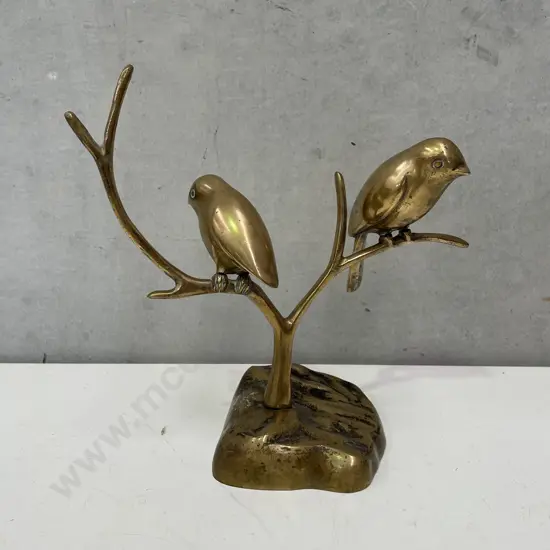 Vintage Brass Birds on a Tree Ornament. H23cm