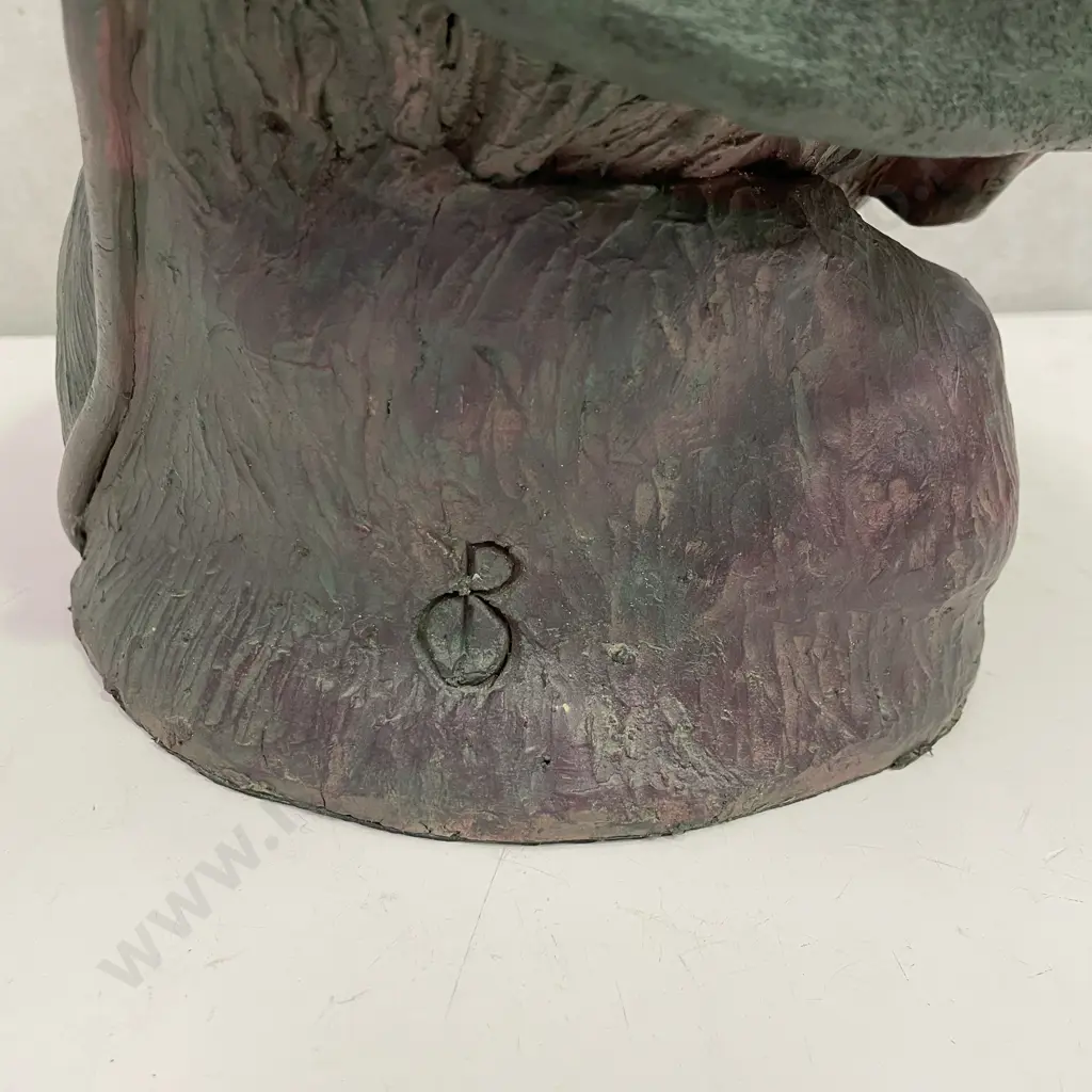 Awesome Sculpture of Miner's Bust/Head. Heavy, intricate detail. Signed as shown. H33cm W24cm D24cm Image 1++