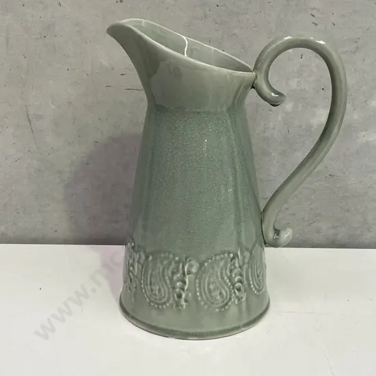 Large Grey Crackle Glazed Decor Jug, H35cm