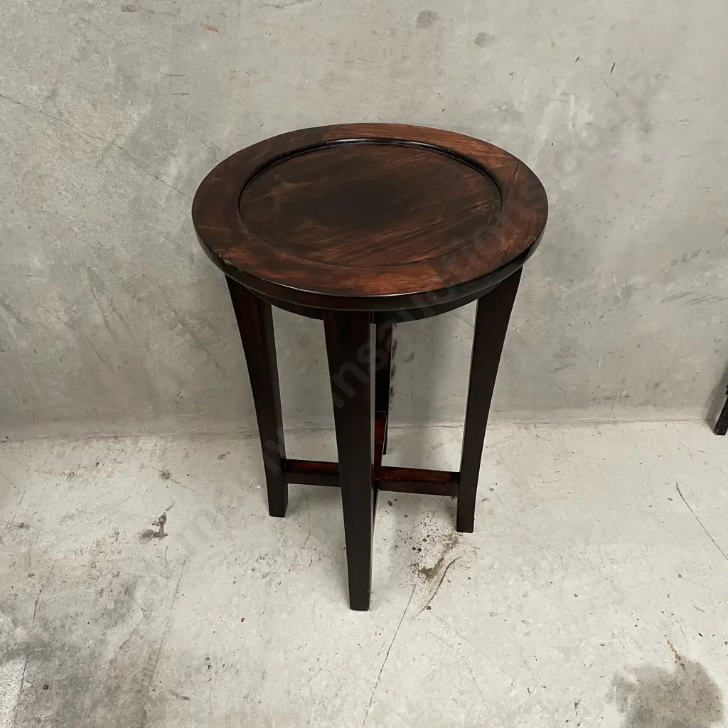 Vintage Solid Wood High Wine Table, Cross Quad Base. H67 Dia45cm Image 1++
