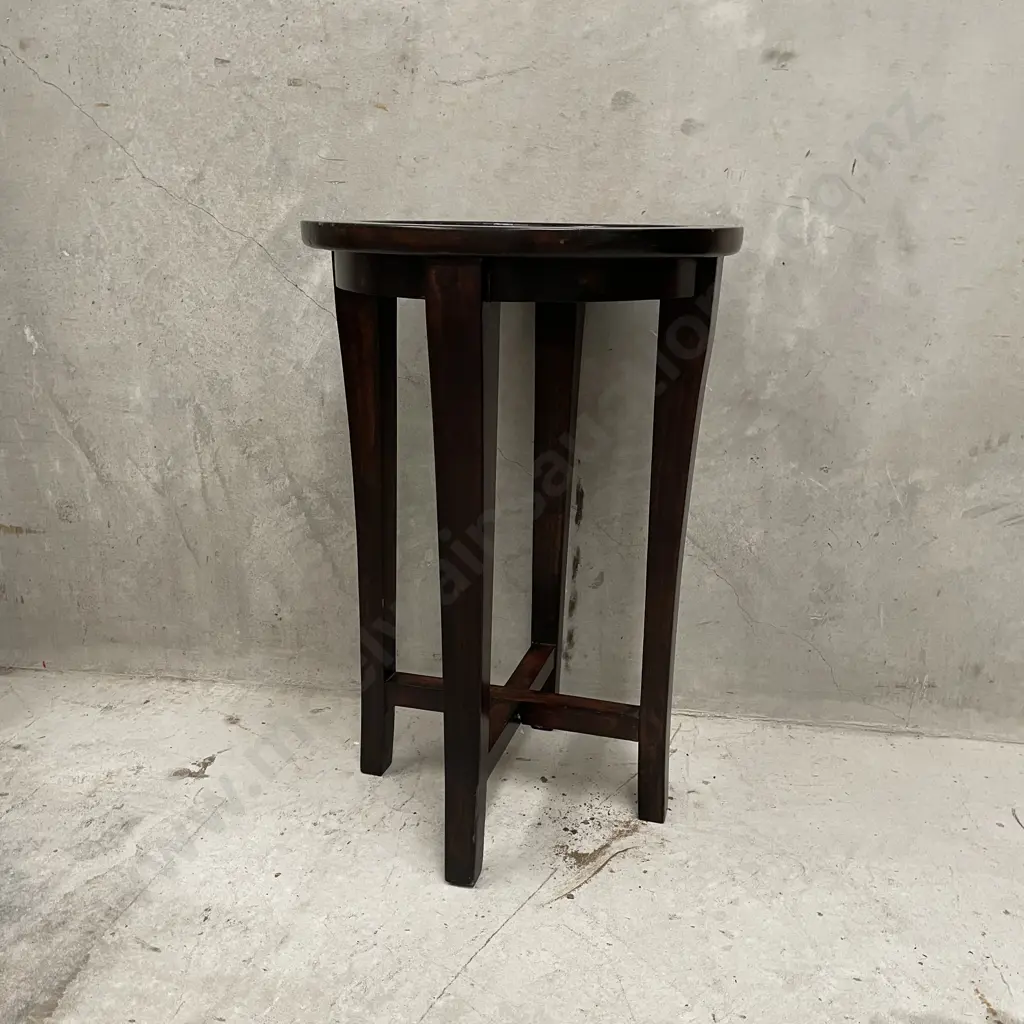 Vintage Solid Wood High Wine Table, Cross Quad Base. H67 Dia45cm Image 1++