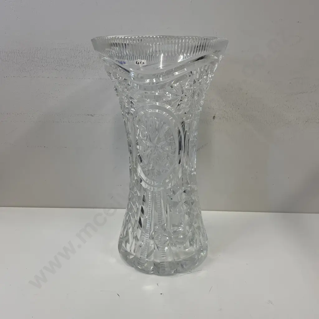 Vintage Large Deep Cut Crystal Vase. H35cm 19cm Diameter Image 1++