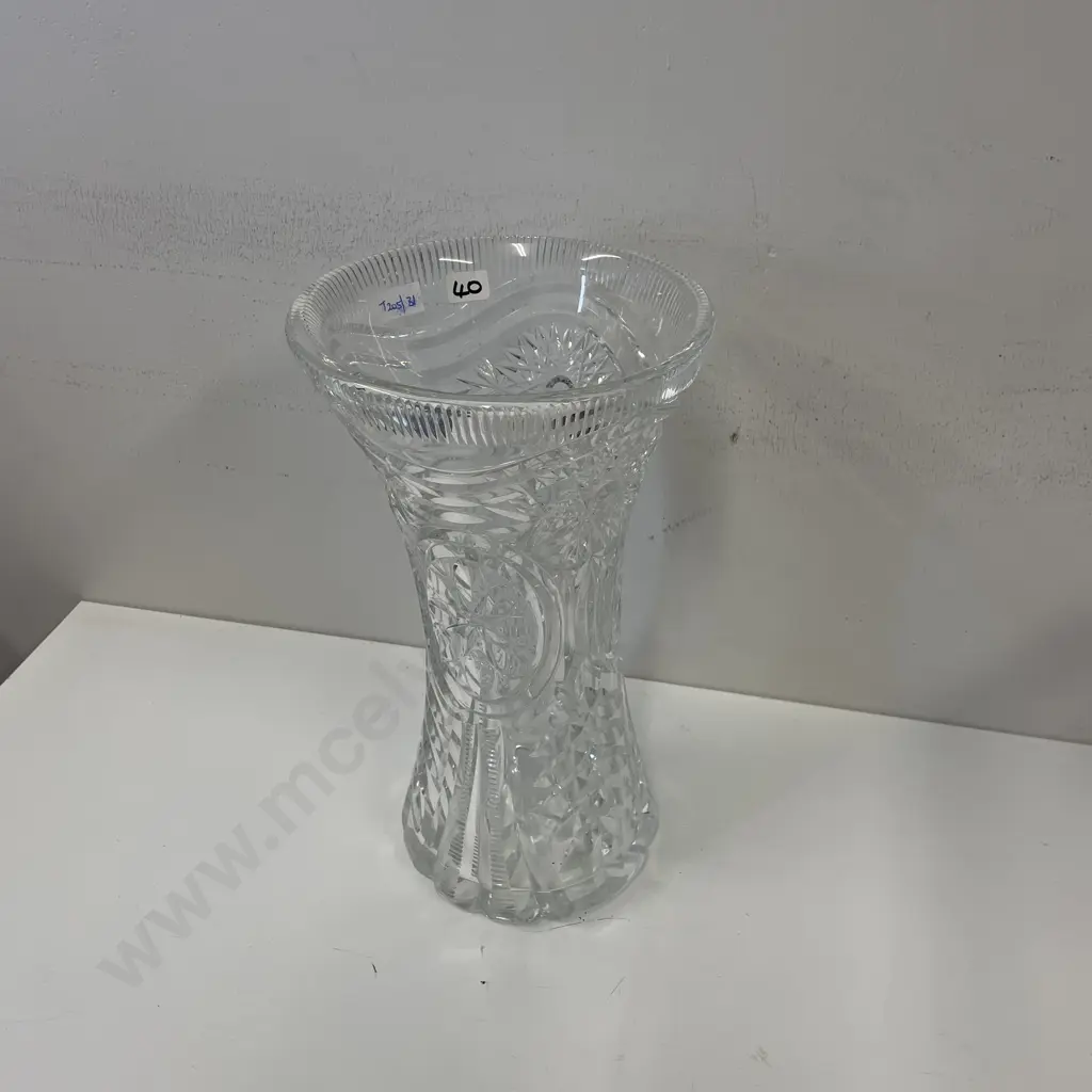 Vintage Large Deep Cut Crystal Vase. H35cm 19cm Diameter Image 1++