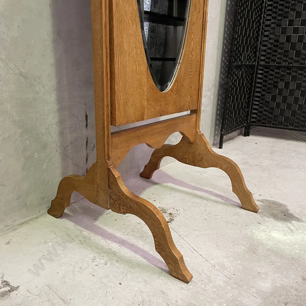 Solid Oak Freestanding Pivoting Mirror Image 1++
